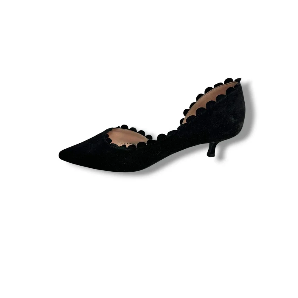 Journey Collection Taavi d'Orsay Women 10 Black Scallop Kitten Heel Pointed Toe